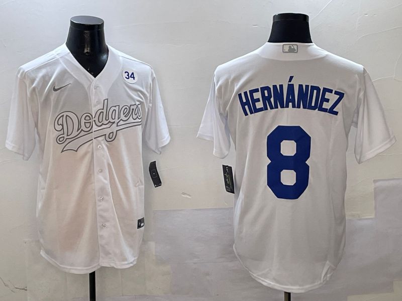 Men Los Angeles Dodgers 8 Hernandez White Fashion Edition Game 2025 Nike MLB Jersey style 6